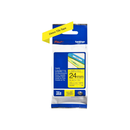 Brother TZe-651 lamineeritud lint, 24 mm, must kiri kollasel, 8 m