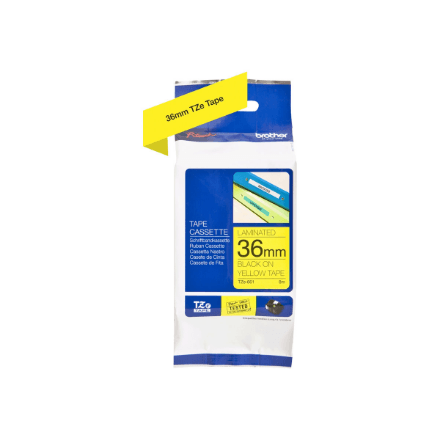 Brother TZe-661 lamineeritud lint, 36 mm, must kiri kollasel, 8 m