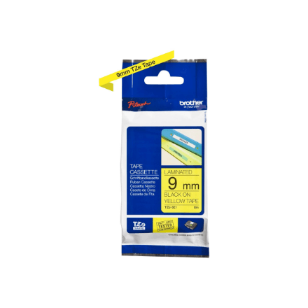 Brother TZe-621 lamineeritud lint, 9 mm, must kiri kollasel, 8 m