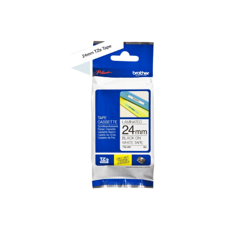 Brother TZe-251 lamineeritud lint, 24 mm, must kiri valgel, 8 m