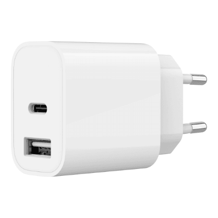 Gembird TA-UC-2AC12-01 Universal USB Charger, USB A+C, 12W, White