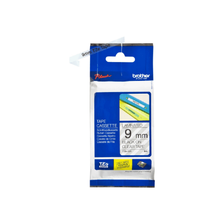 Brother TZe-121 lamineeritud lint, 9 mm, must kiri läbipaistval, 8 m