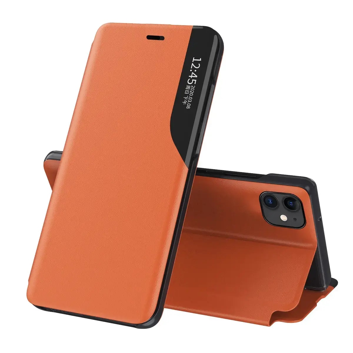 Eco Leather View Case folio case for iPhone 13, orange