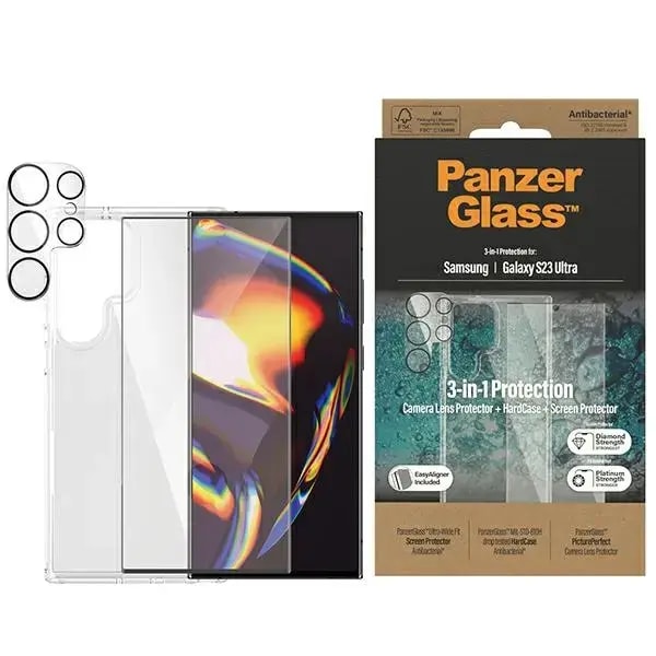 PanzerGlass 3-in-1 protection set for Samsung Galaxy S23 Ultra, case and glass