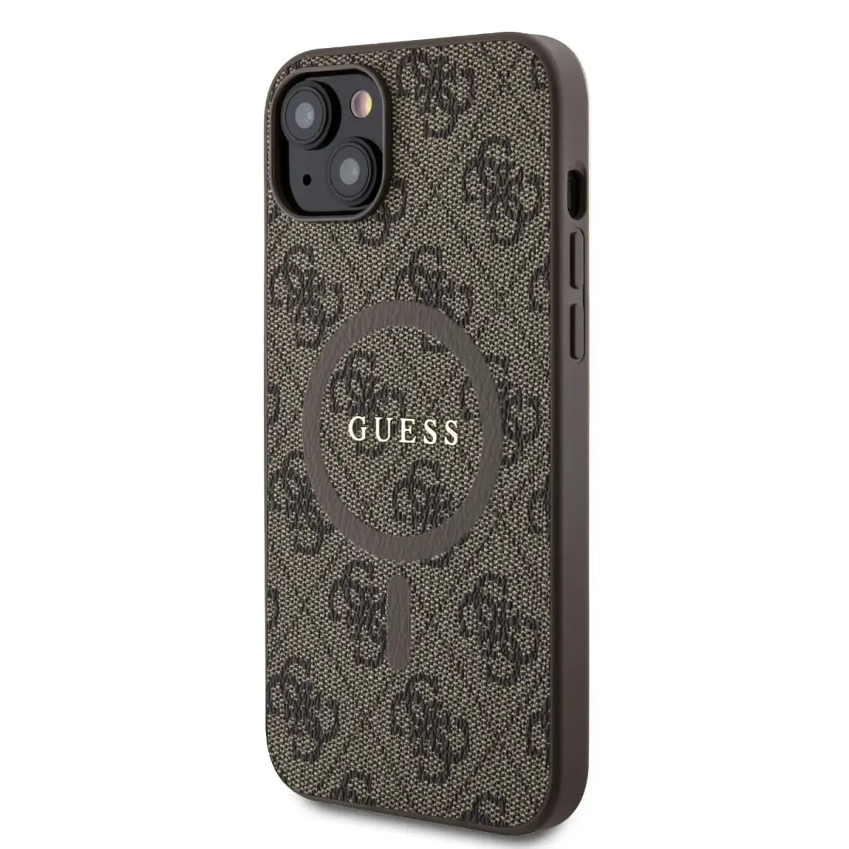 Чехол для iPhone 15 Plus Guess 4G Colored Ring с MagSafe, коричневый