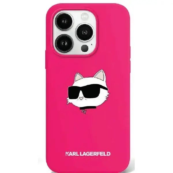 Чехол для iPhone 16 Karl Lagerfeld Silicone Choupette Head Print с MagSafe, розовый