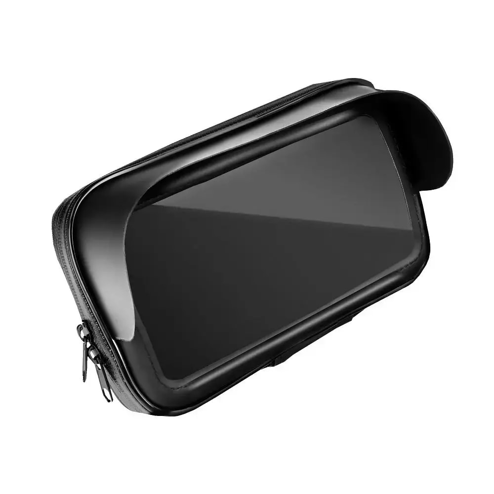 Waterproof motorcycle phone holder with sun visor, 4.8–5.5″, black