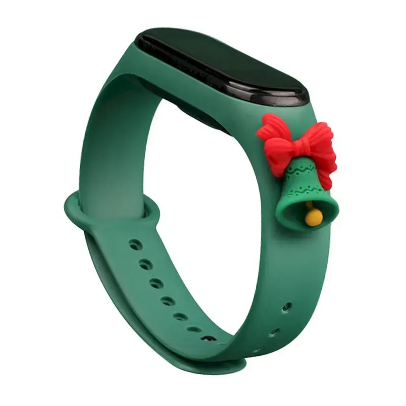 Kellarihm Xiaomi Mi Band 3/4, Fusion Xmas Bell, silikoon, roheline