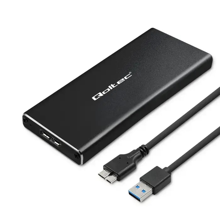 Корпус для M.2 SSD Qoltec SATA NGFF, USB 3.0 5 Гбит/с, чёрный