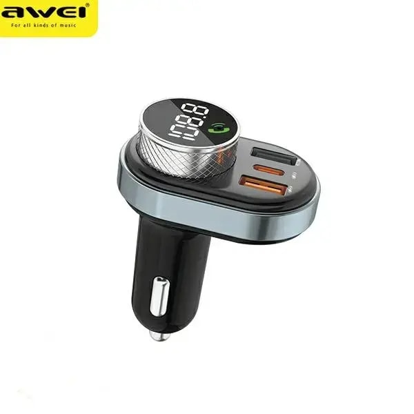 FM-трансмиттер AWEI C-843, Bluetooth 5.0, MP3, USB + USB-C, чёрный
