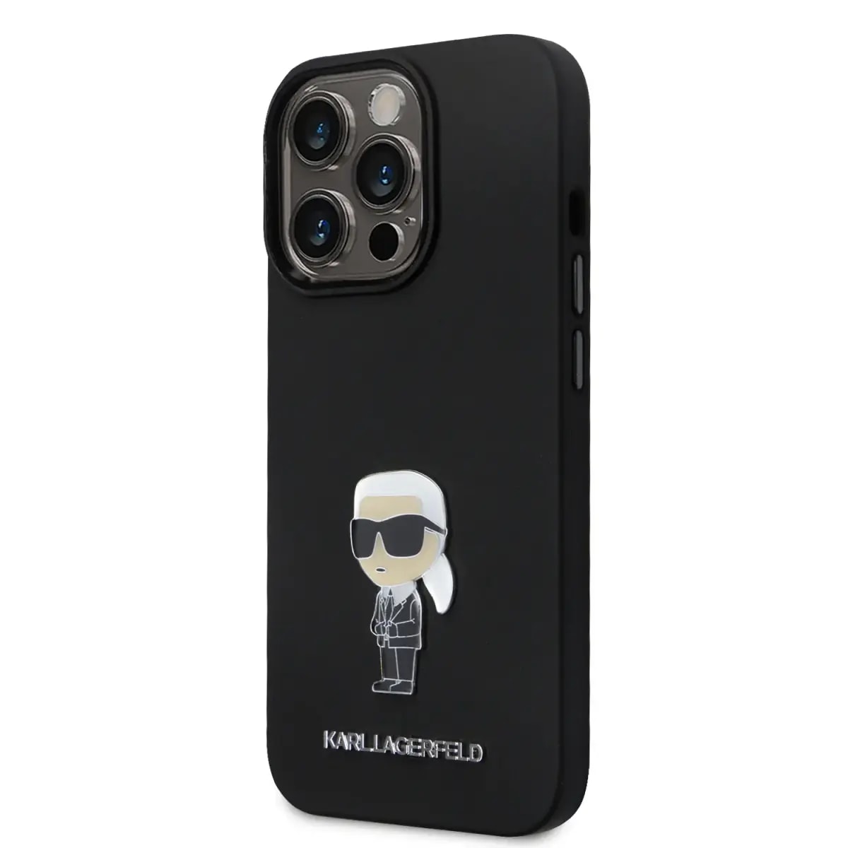 Karl Lagerfeld Liquid Silicone Metal Ikonik case for iPhone 15 Pro, black