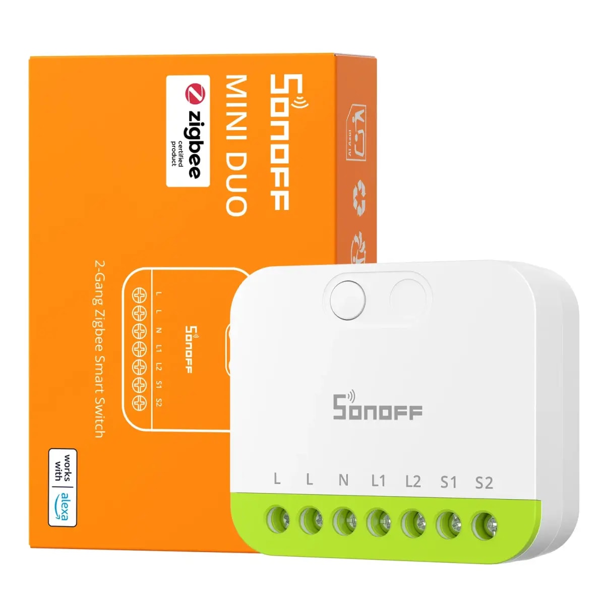 Nutilüliti Sonoff MINI-ZB2GS, Zigbee, kahe ahelaga