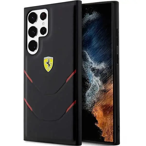 Ümbris Samsung Galaxy S23 Ultra, Ferrari FEHCS23LPBAK Hot Stamp Lines, must