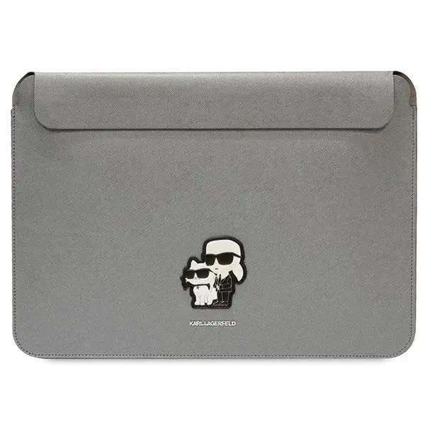 Sülearvuti ümbris Karl Lagerfeld Saffiano Karl & Choupette 16″, hõbedane