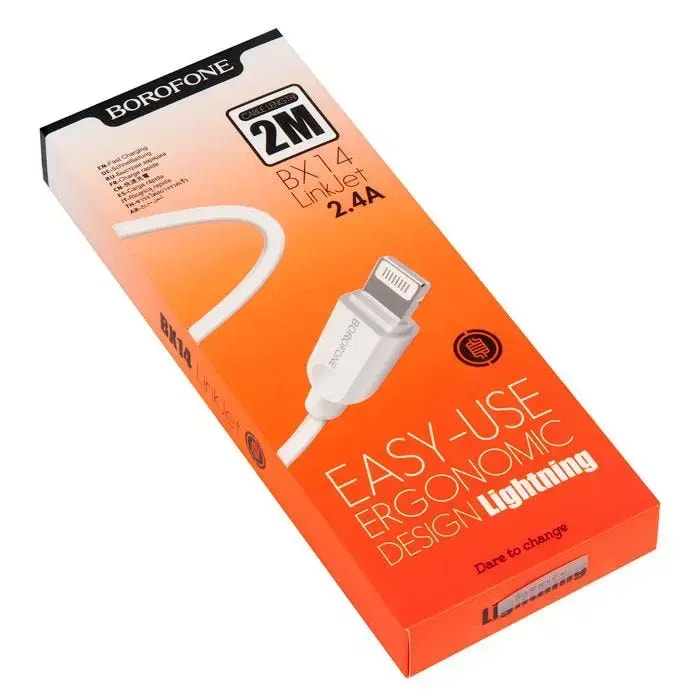 Kaabel USB-A – Lightning Borofone X14, 2 m, 12 W, valge