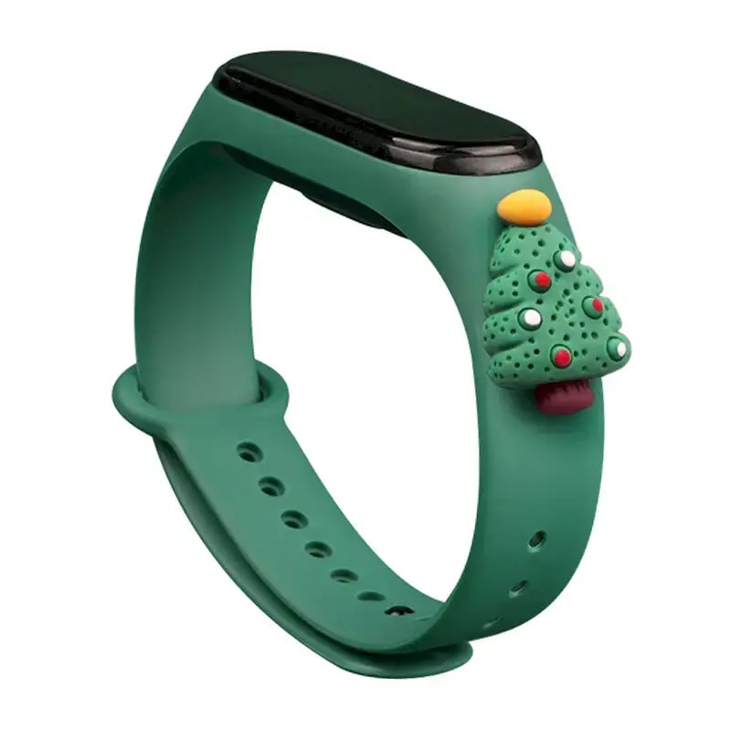Силиконовый ремешок для Xiaomi Mi Band 5/6 Fusion Xmas Christmas Tree 2, зелёный