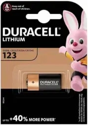 Patarei Duracell CR123A, 3 V