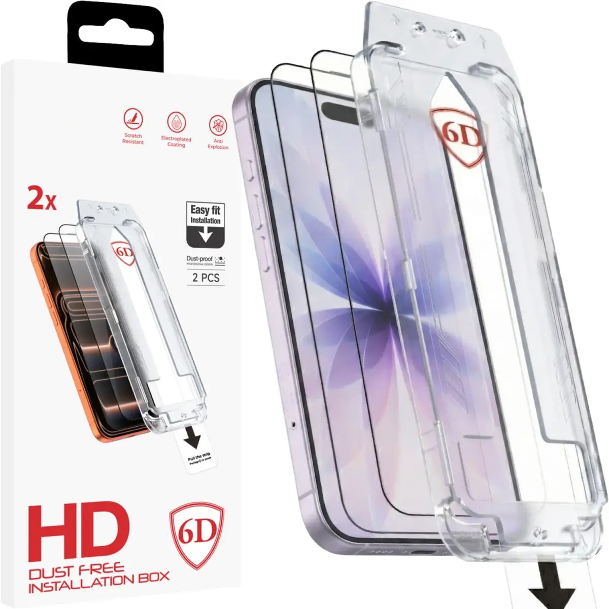 Kaitseklaas iPhone 16 Pro / 17, Fusion Dust-Free Easy Fit Full Glue 6D, 2 tk