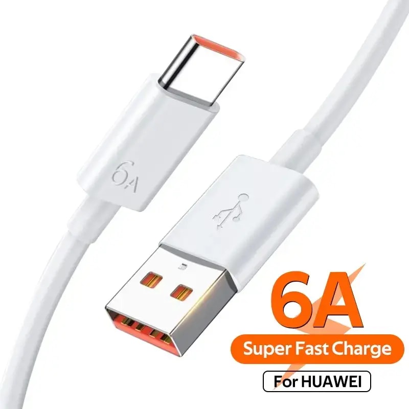 Кабель USB-A – USB-C Huawei, 1 м, 66 Вт, белый
