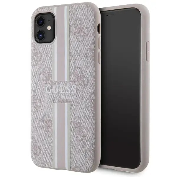Чехол для iPhone 11 / XR Guess GUHMN61P4RPSP 4G Printed Stripes с MagSafe, розовый