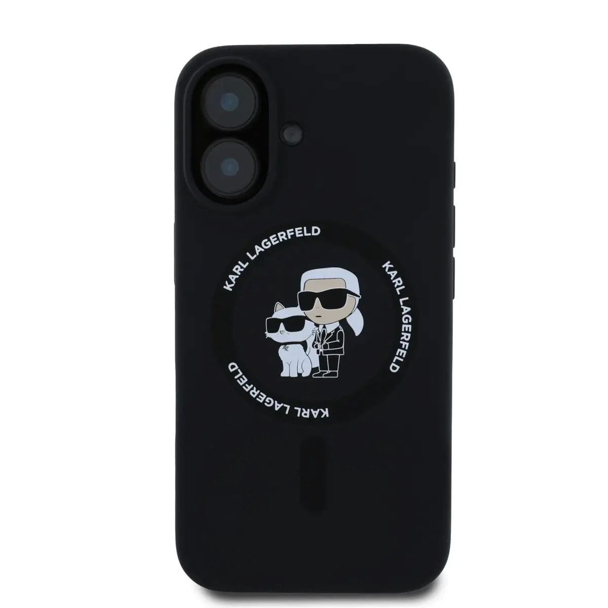Чехол для iPhone 16 Karl Lagerfeld Liquid Silicone Karl And Choupette с MagSafe