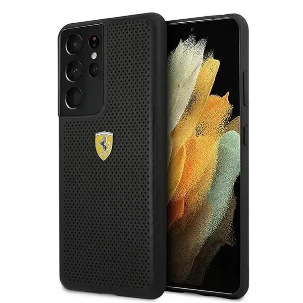 Ferrari FESPEHCS21LBK On Track Perforated case for Samsung Galaxy S21 Ultra, black