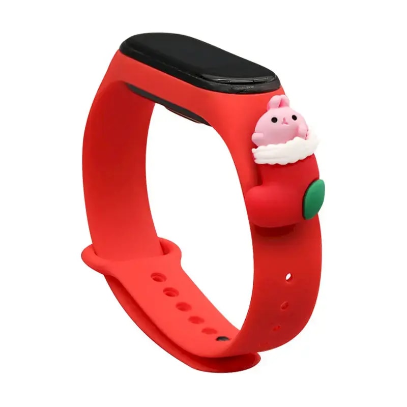 Kellarihm Xiaomi Mi Band 5/6, Fusion Xmas Santa 1, silikoon, punane