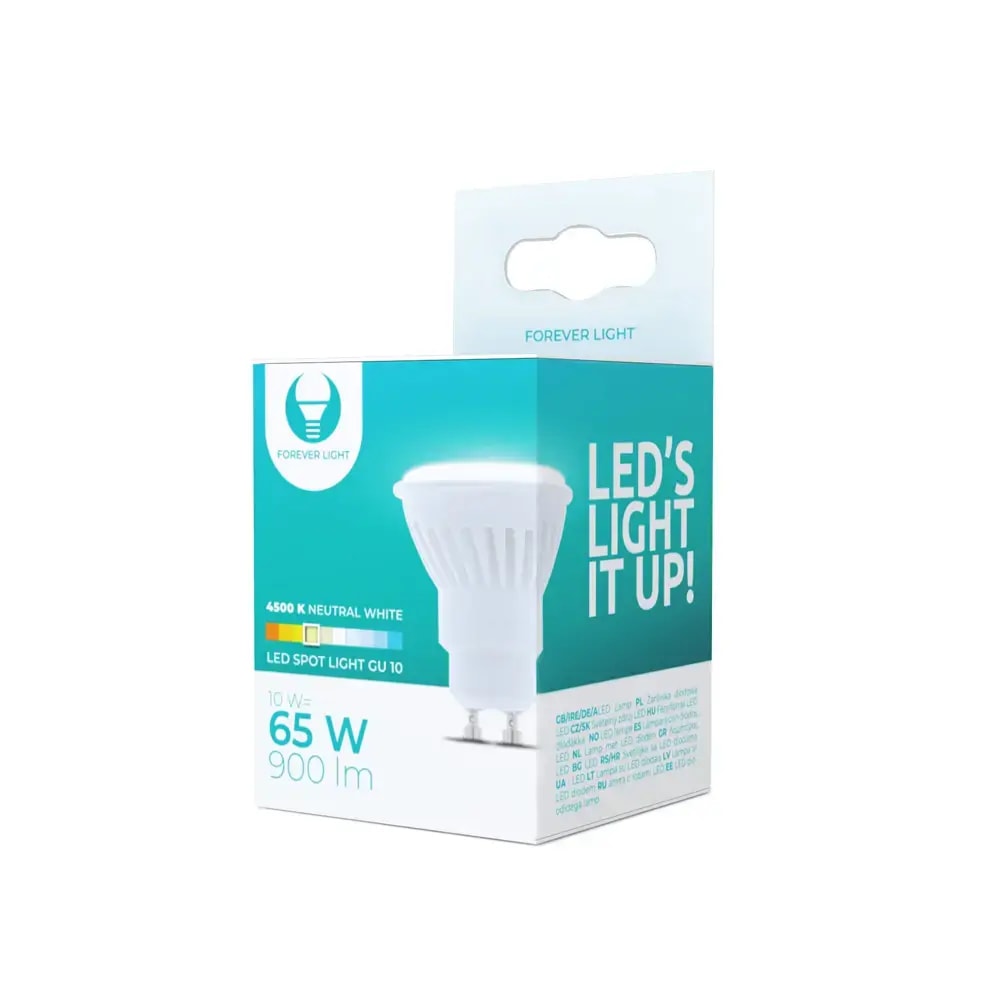 LED-pirn Forever Light GU10, 10 W, 4500 K, 900 lm