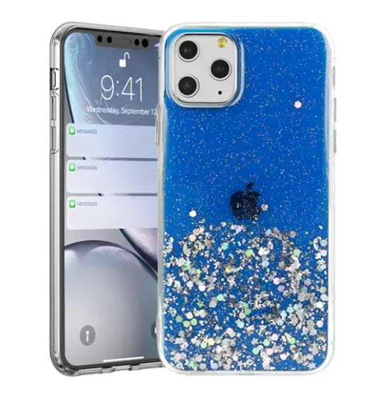 Fusion Glue Glitter case for iPhone 13 Pro, blue