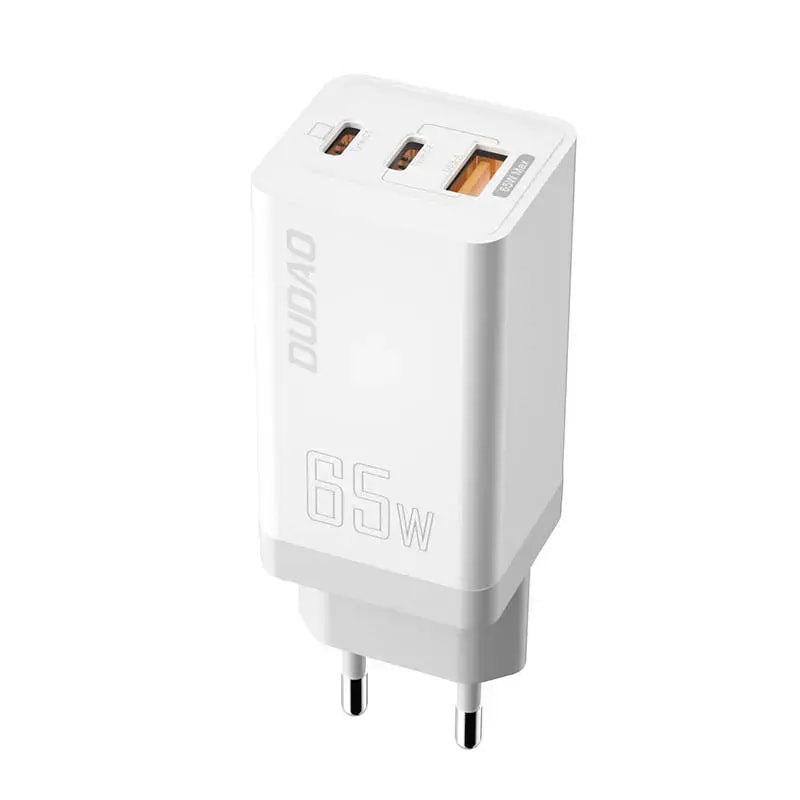 Laadija Dudao A7xsEU, 65 W, USB-A + USB-C, GaN, valge
