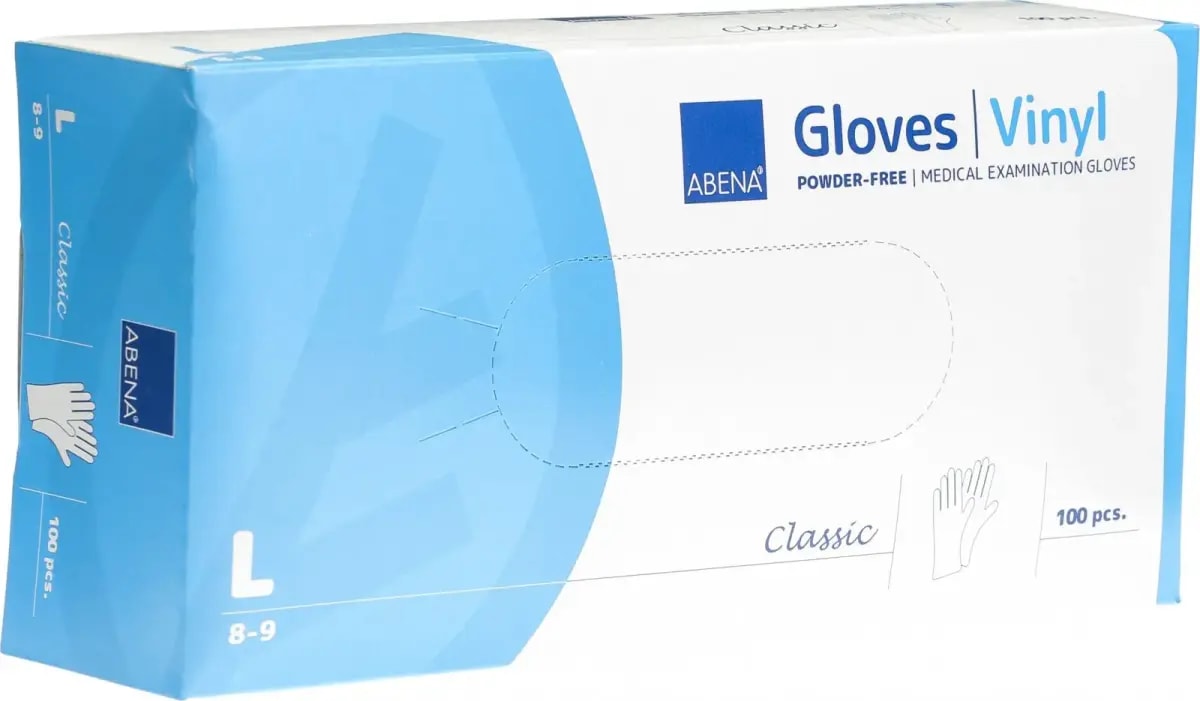 Abena Classic vinyl gloves, powder-free, size L, 100 pcs