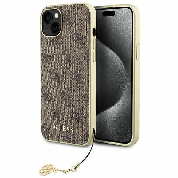 Чехол для iPhone 15 Plus Guess GUHCP15MGF4GBR 4G Charms Collection, коричневый