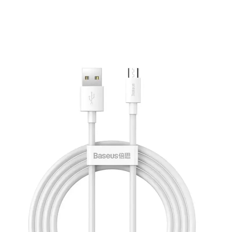 Kaabel USB-A – Micro USB Baseus Simple Wisdom, 1,5 m, 10 W, 2 tk, valge