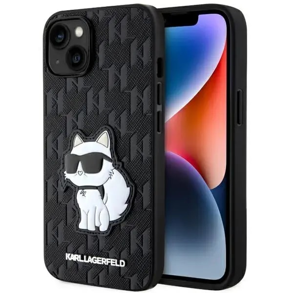 Karl Lagerfeld KLHCP14SSAKHPCK Saffiano Monogram Choupette case for iPhone 14, black