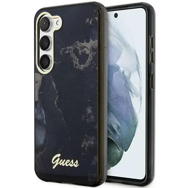 Guess GUHCS23SHTMRSK Golden Marble Collection case for Samsung Galaxy S23, black