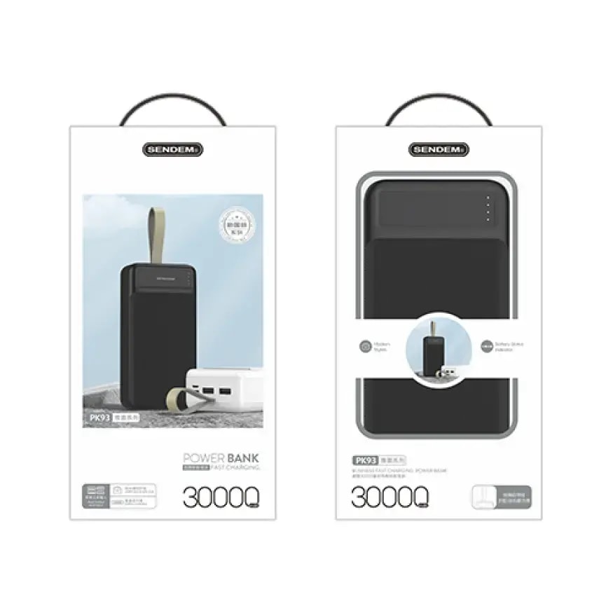 Akupank Sendem PK93, 30 000 mAh, 10,5 W, must