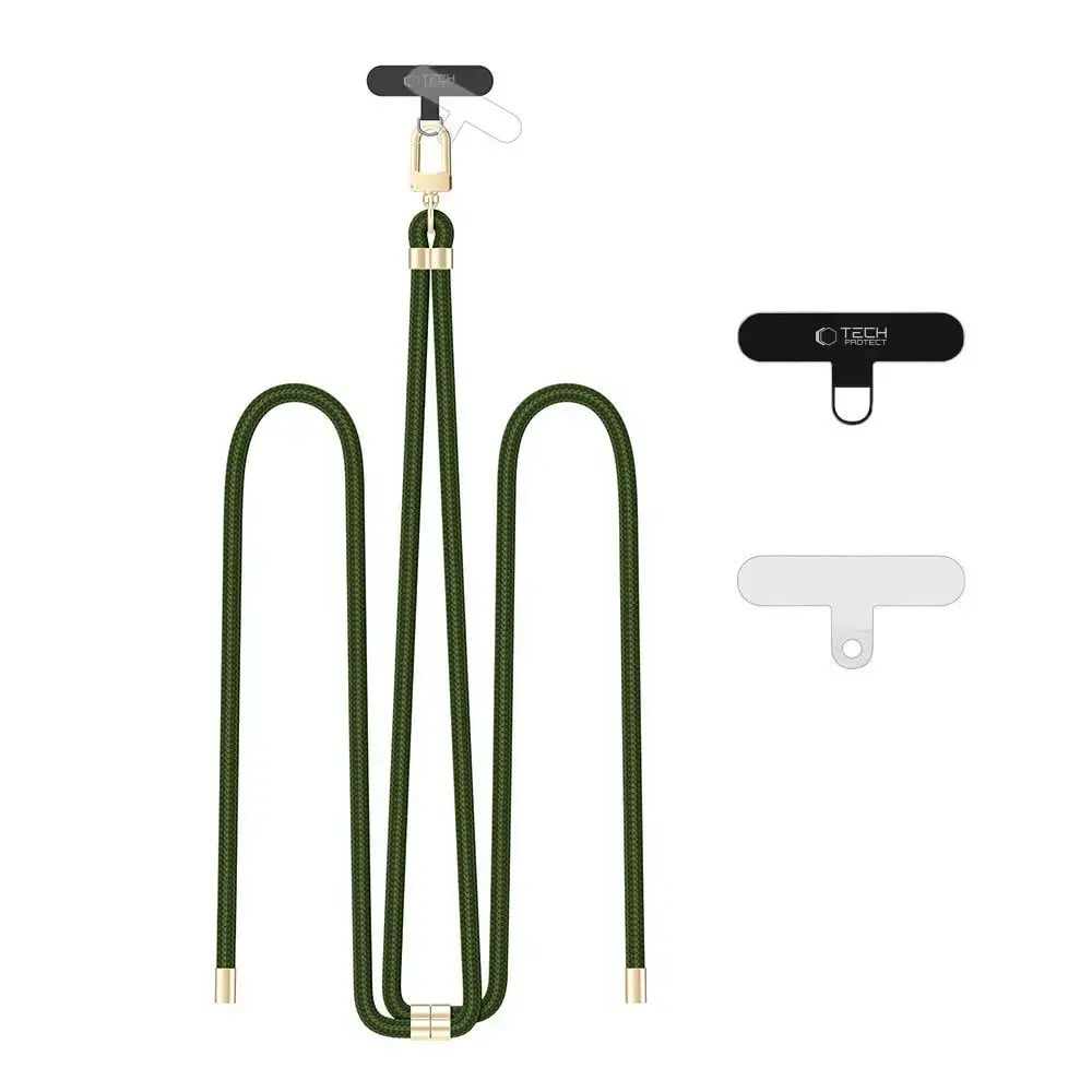 Tech-Protect C7S Rope Crossbody phone strap, hunter green/gold