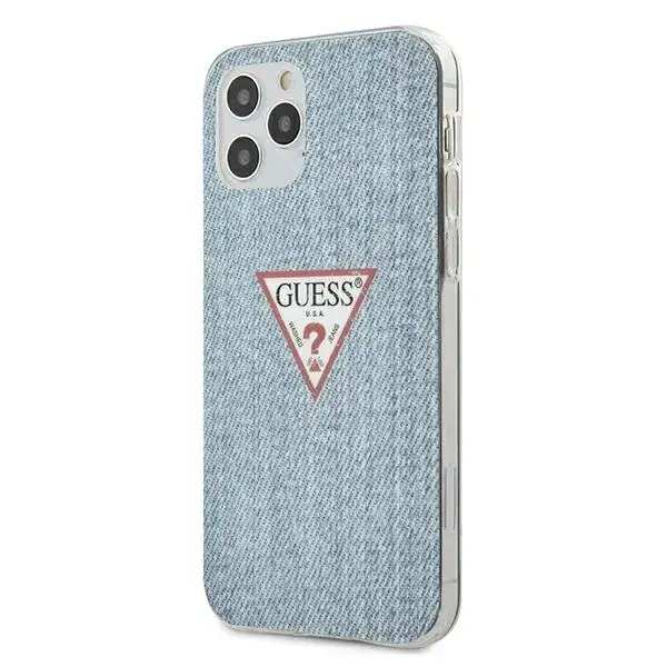 Guess GUHCP12MPCUJULLB Denim Triangle case for iPhone 12 / 12 Pro, blue