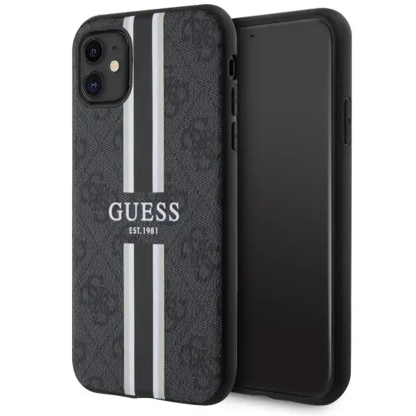 Guess GUHMN61P4RPSK 4G Printed Stripes case with MagSafe for iPhone 11 / XR, black