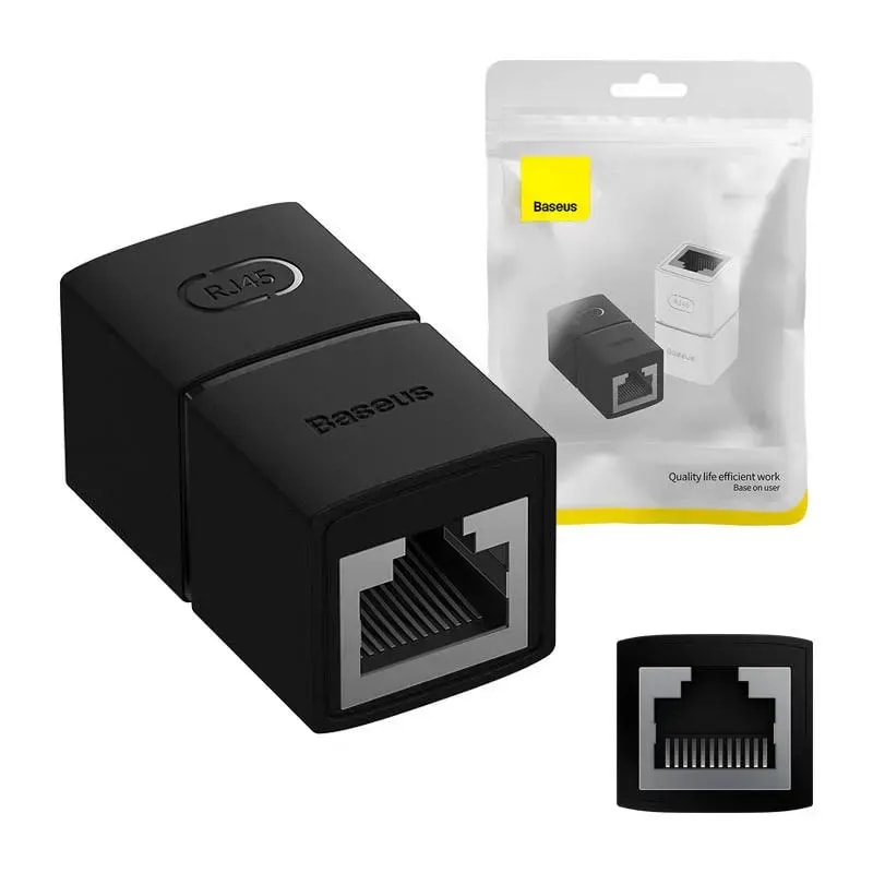 Võrgukaabli pikendusadapter Baseus AirJoy RJ45 – RJ45, must