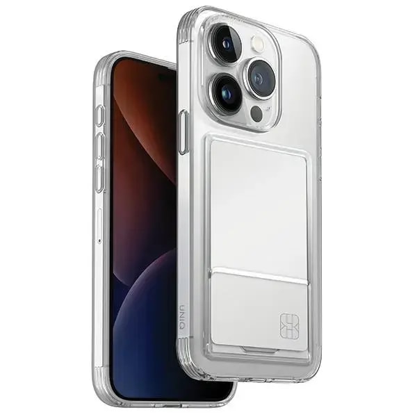 Kaanega ümbris iPhone 15 Pro, UNIQ Air Fender ID, beež-läbipaistev