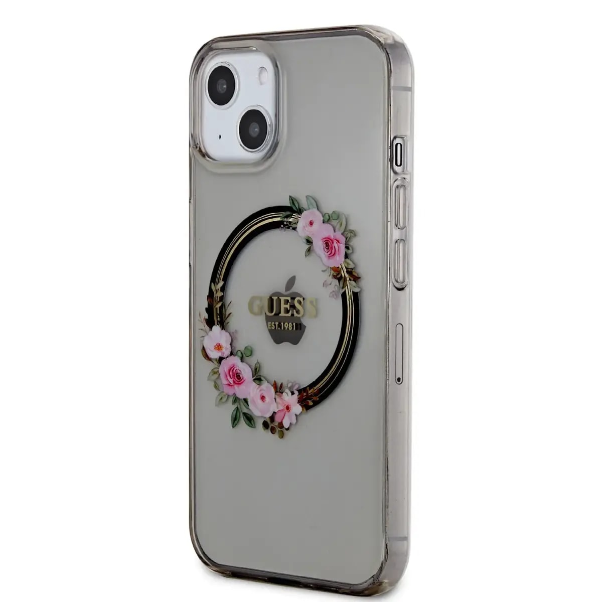Guess PC|TPU Flowers Ring Glossy Logo case with MagSafe for iPhone 13, black