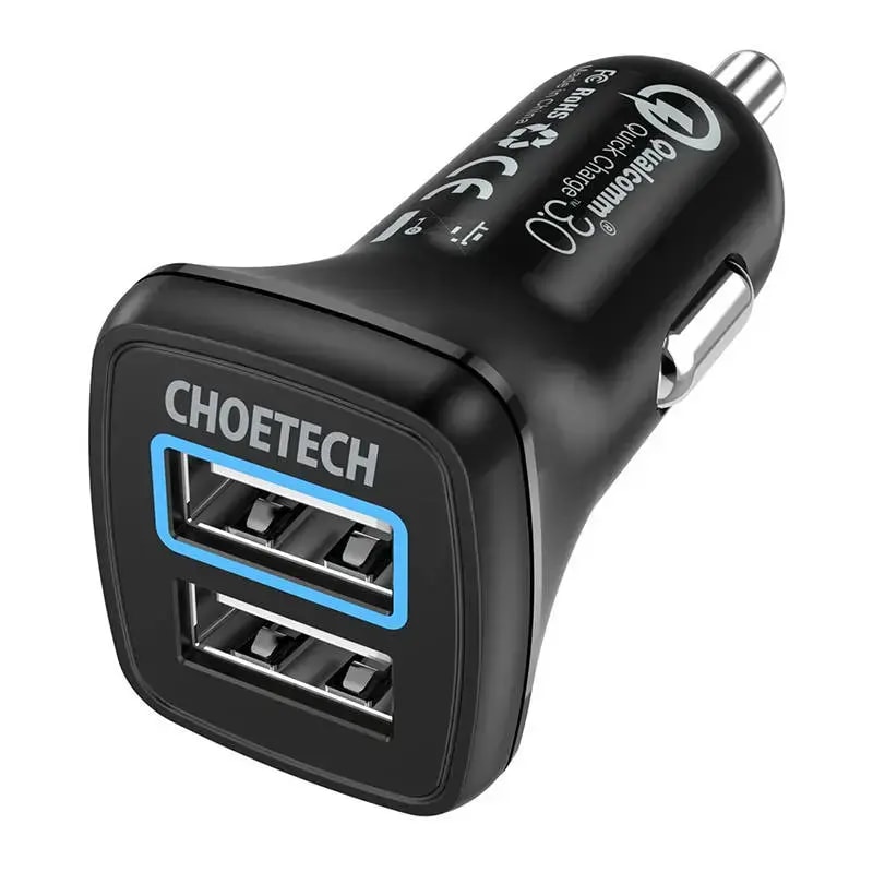 Автомобильное зарядное устройство Choetech C0051, 30 Вт, USB-A, чёрное