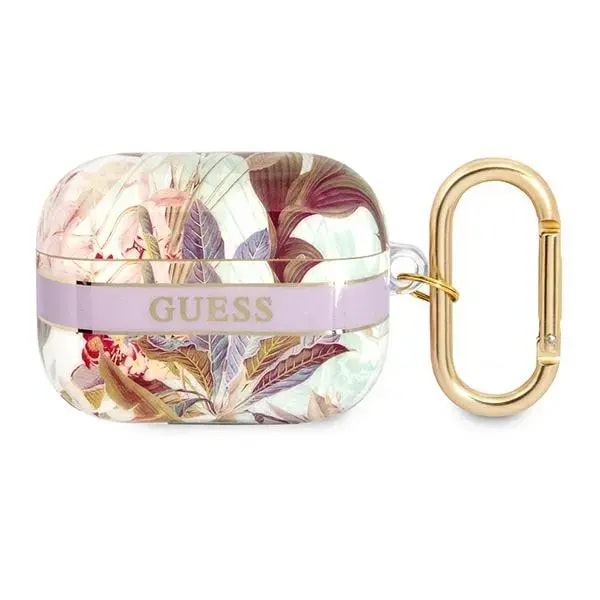 Guess Flower Print TPU case for AirPods Pro, purple