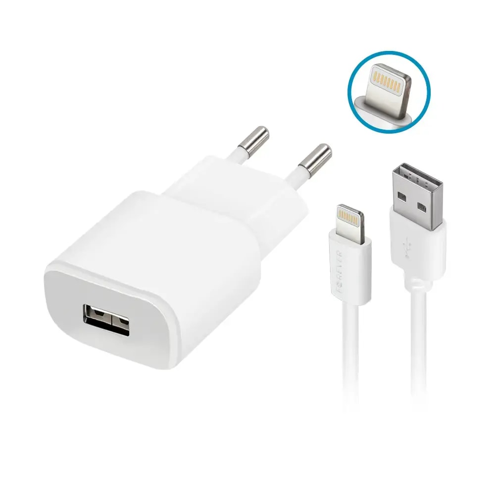 Зарядное устройство Forever TC-01, 5 Вт, USB-A, белое
