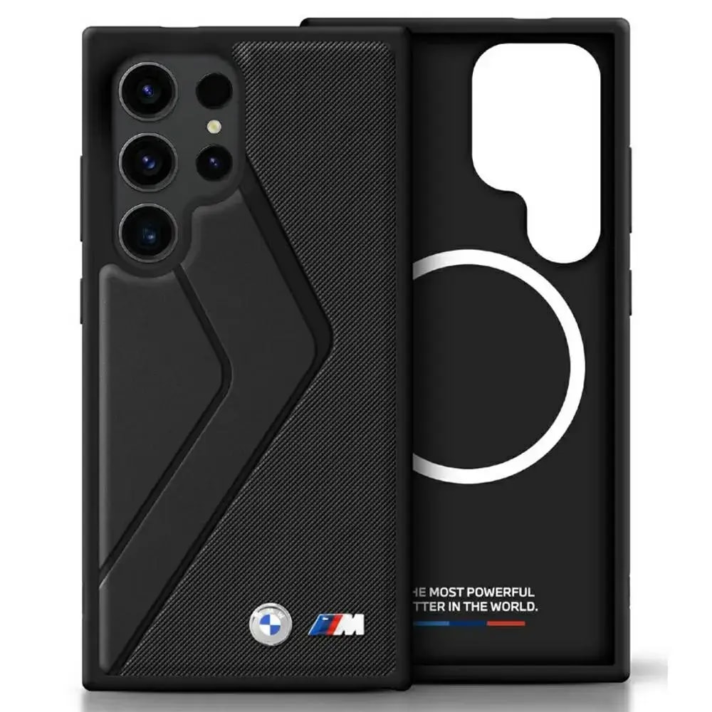 Ümbris Samsung Galaxy S25 Ultra, BMW Leather Oversized Stripes, MagSafe, must