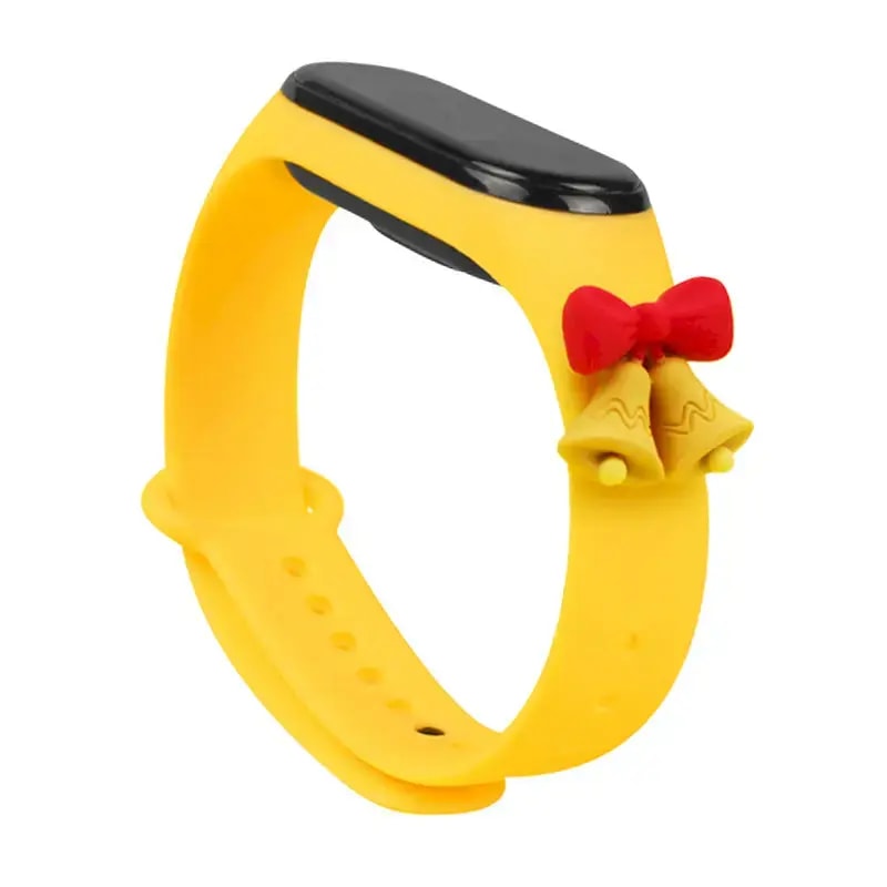 Силиконовый ремешок для Xiaomi Mi Band 3/4 Fusion Xmas Bells, жёлтый