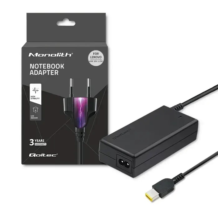 Sülearvuti laadija Qoltec Lenovo jaoks, 45 W, 20 V, Slim Tip