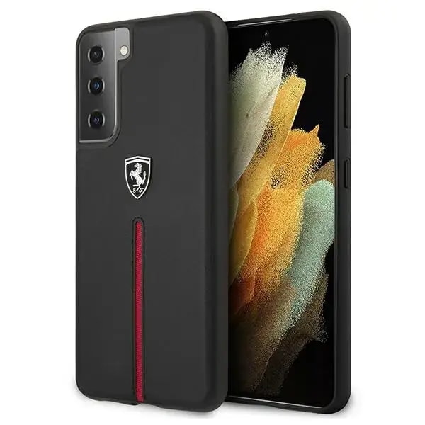 Ferrari Off Track Leather Nylon Stripe case for Samsung Galaxy S21, black