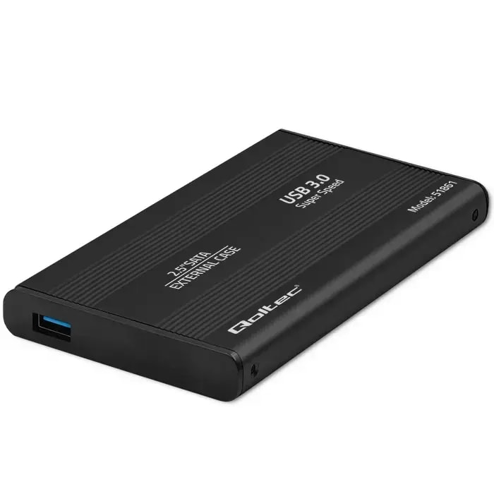 Корпус для диска Qoltec 2,5" SATA3, алюминий, USB 3.0, чёрный